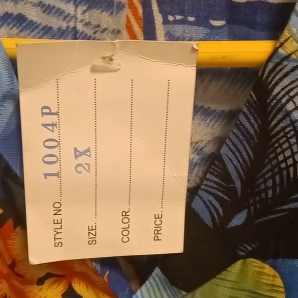 NWT COJ APPARELS 100% rayon blue multi-colored Island/Bahamas s/s shirt 2X - Picture 6 of 6